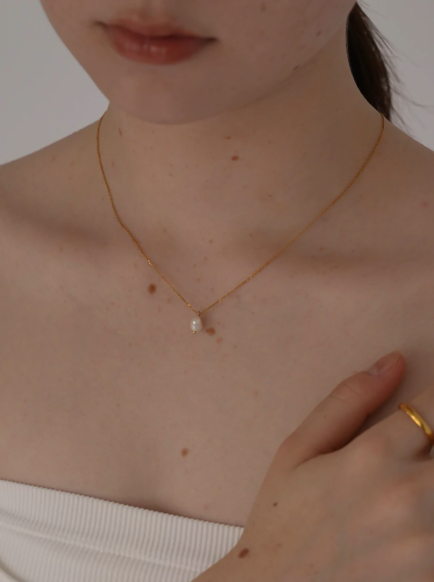 pearl mince chain necklace / 316L(金属アレルギー対応)