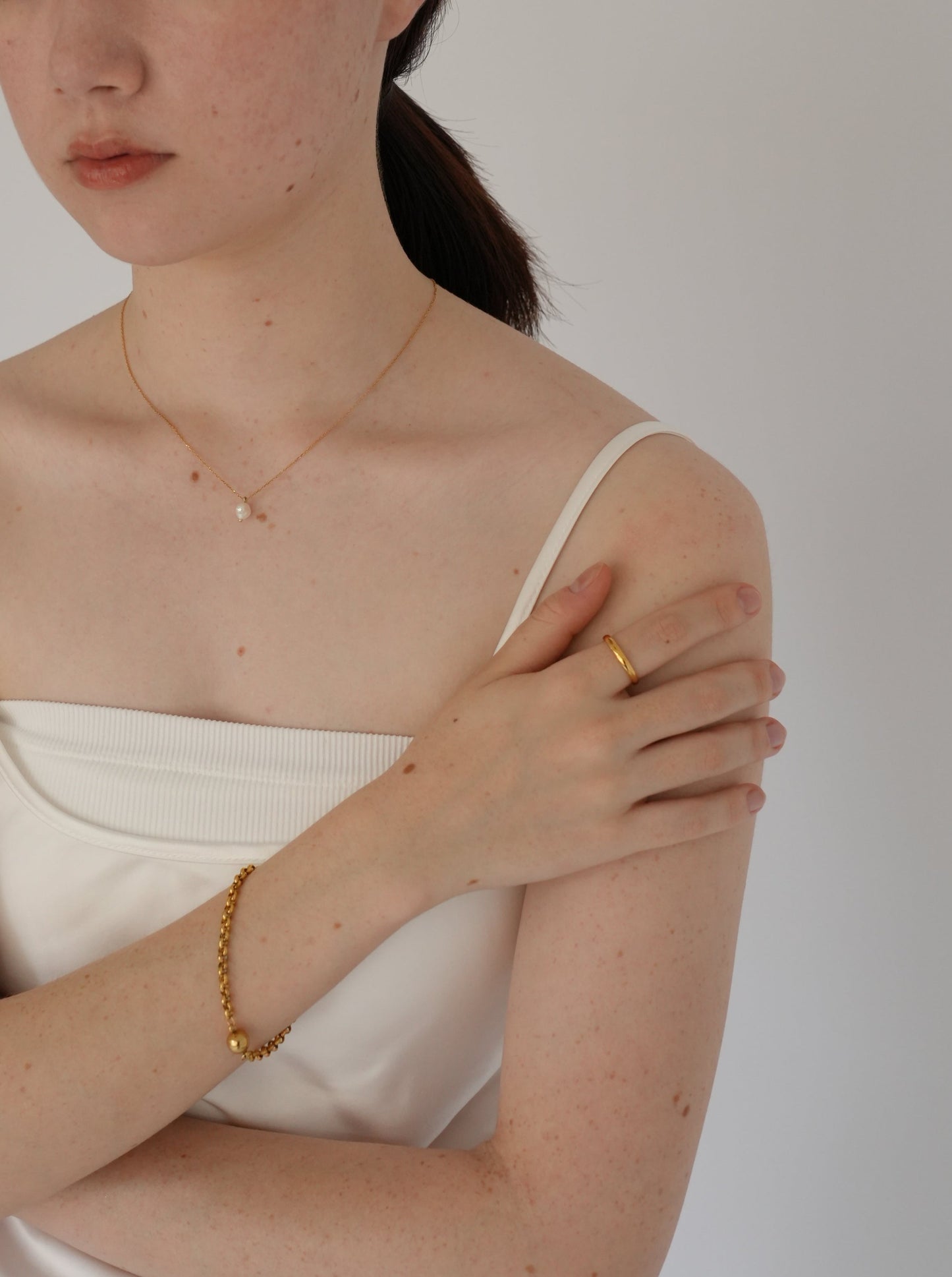 pearl mince chain necklace / 316L(金属アレルギー対応)