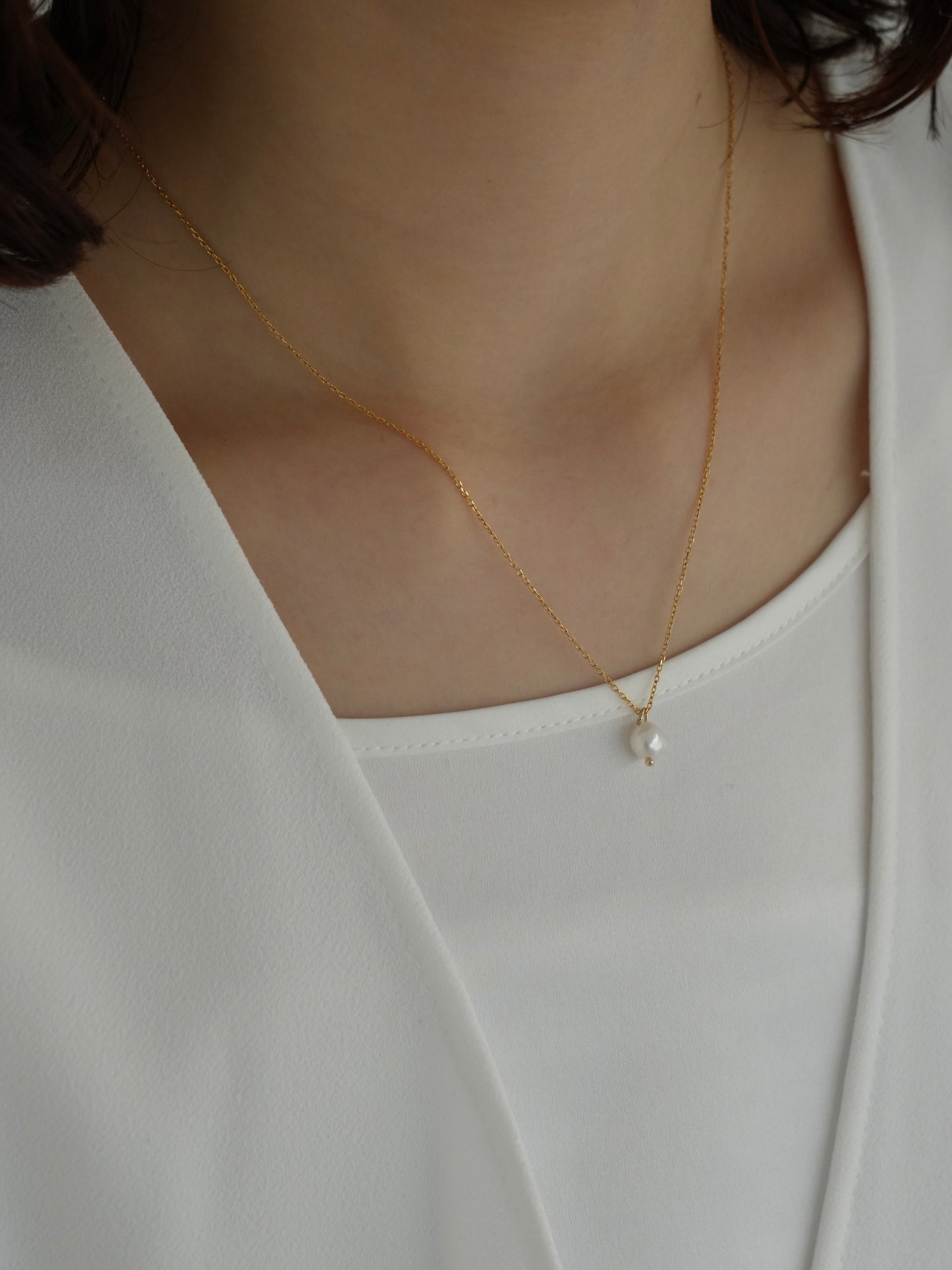 pearl mince chain necklace / 316L(金属アレルギー対応)