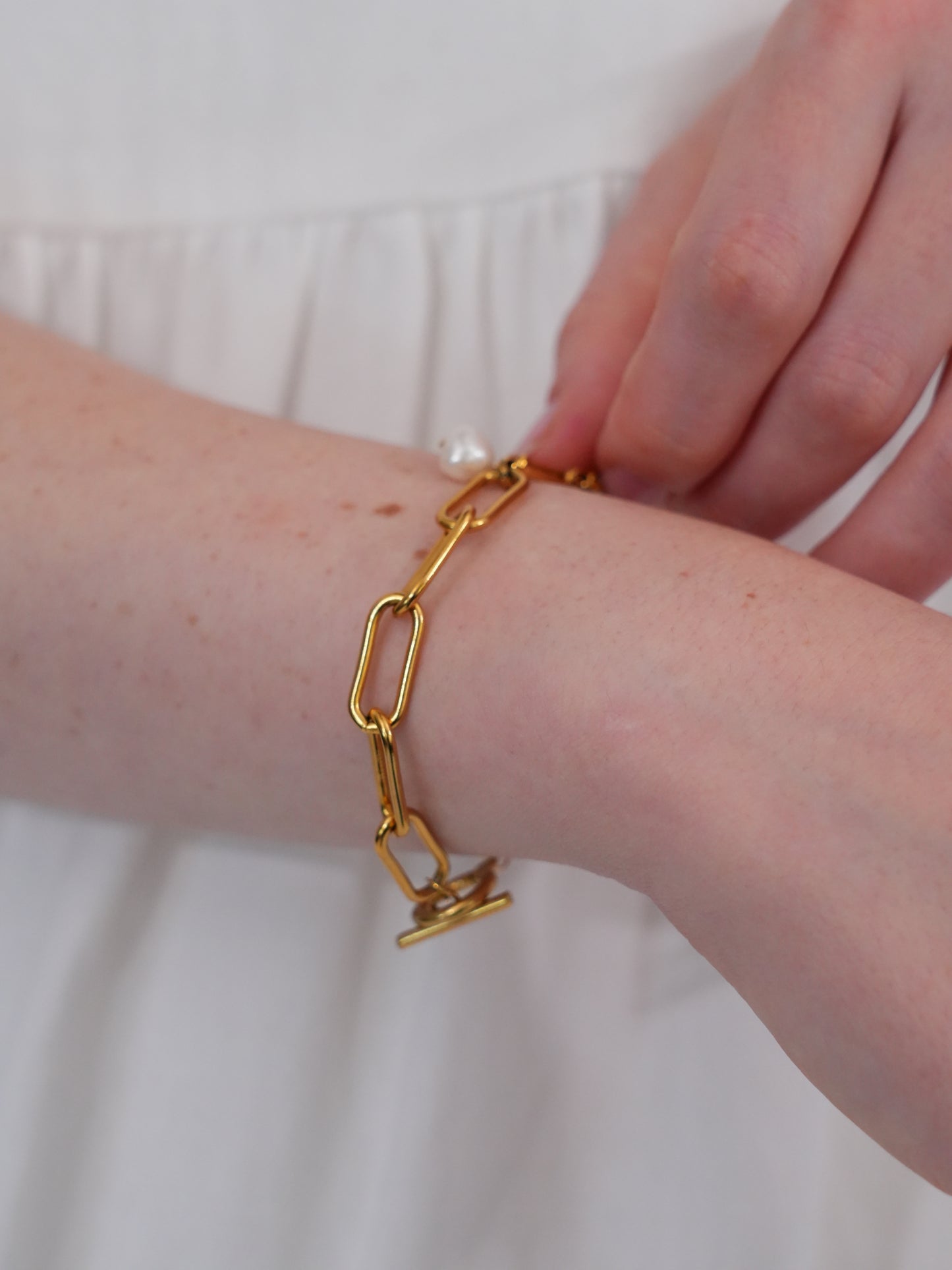 Pearl brillant chain bracelet / 316L(金属アレルギー対応)