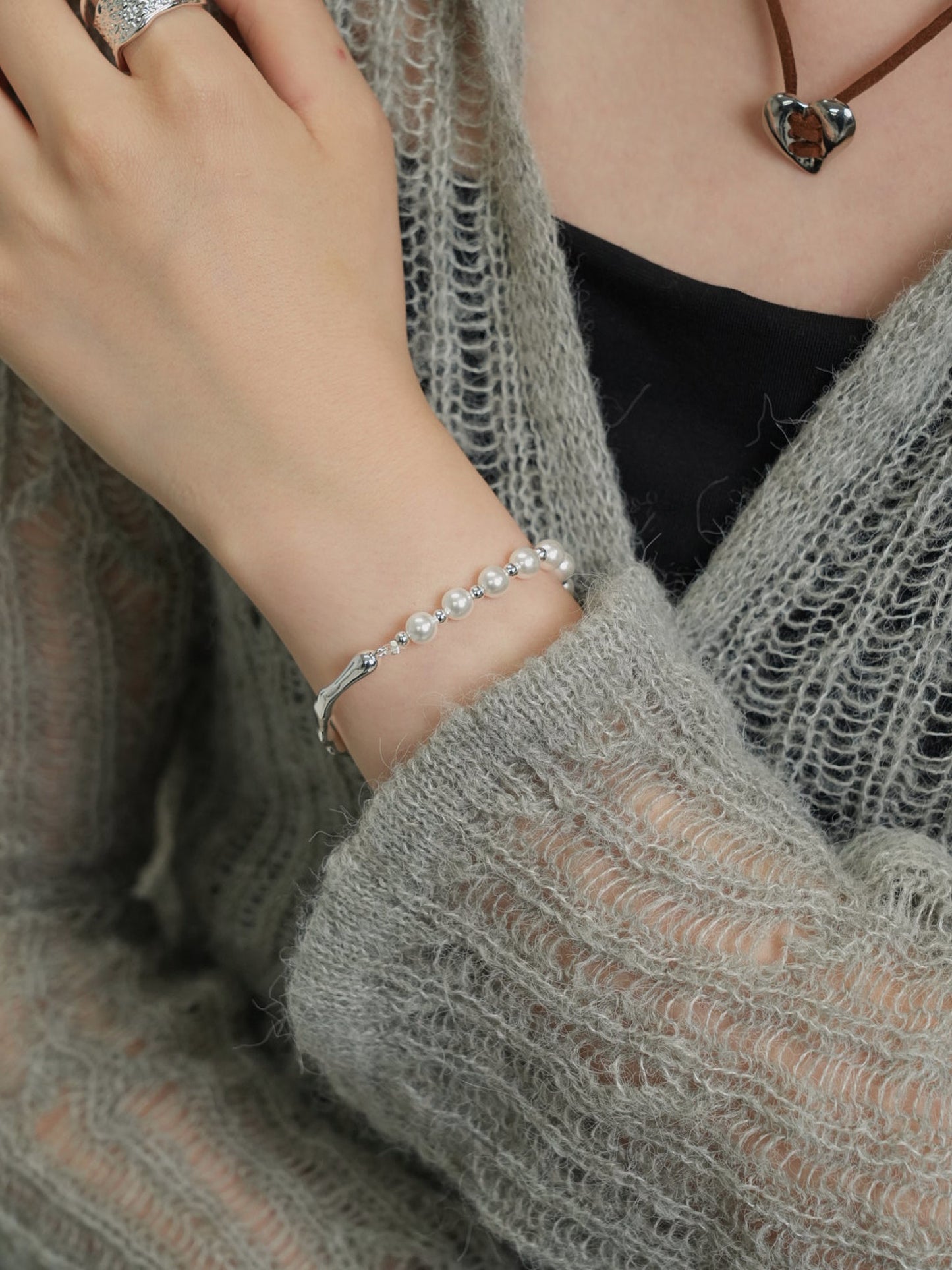 half pearl bangle