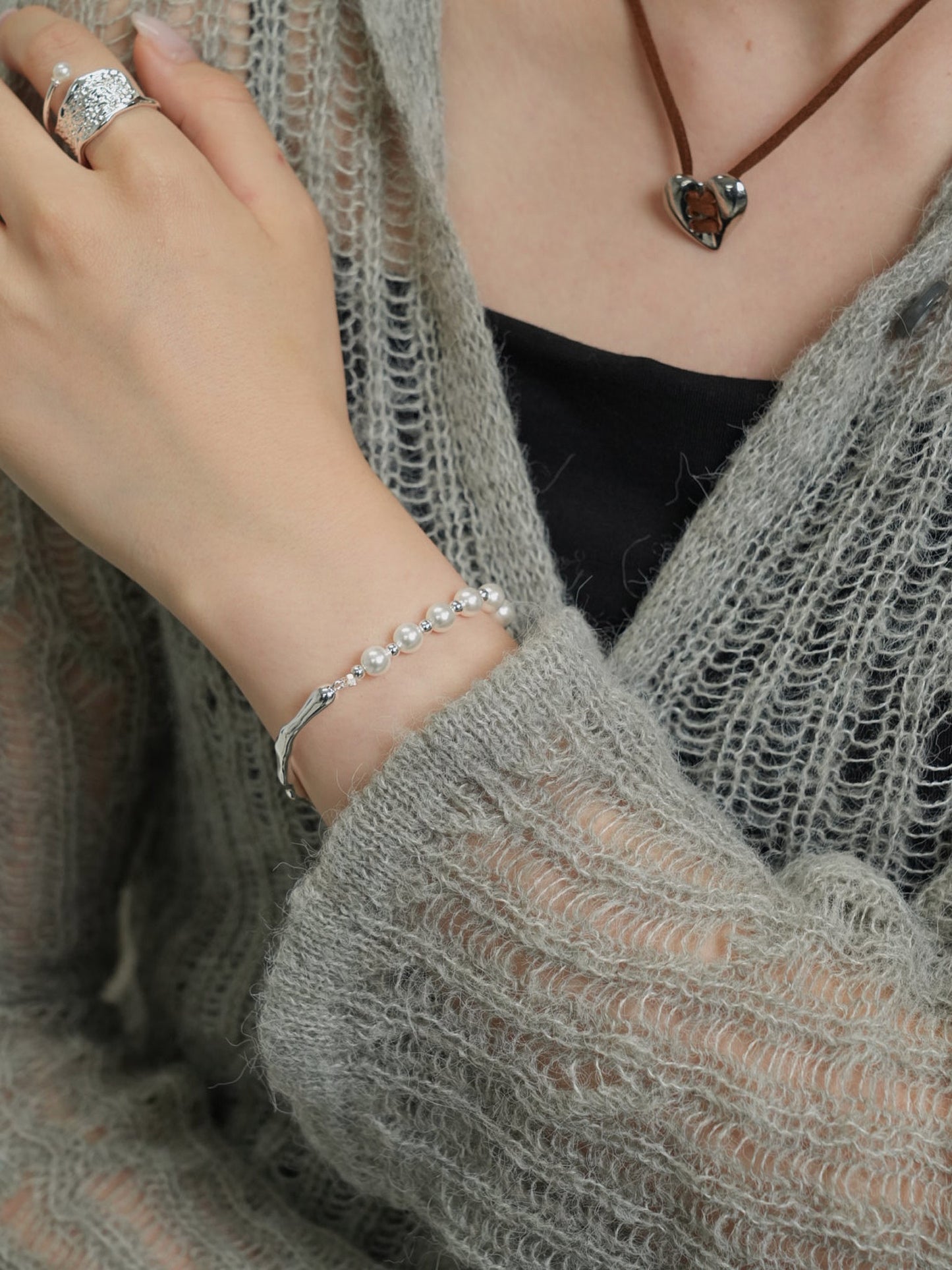 half pearl bangle