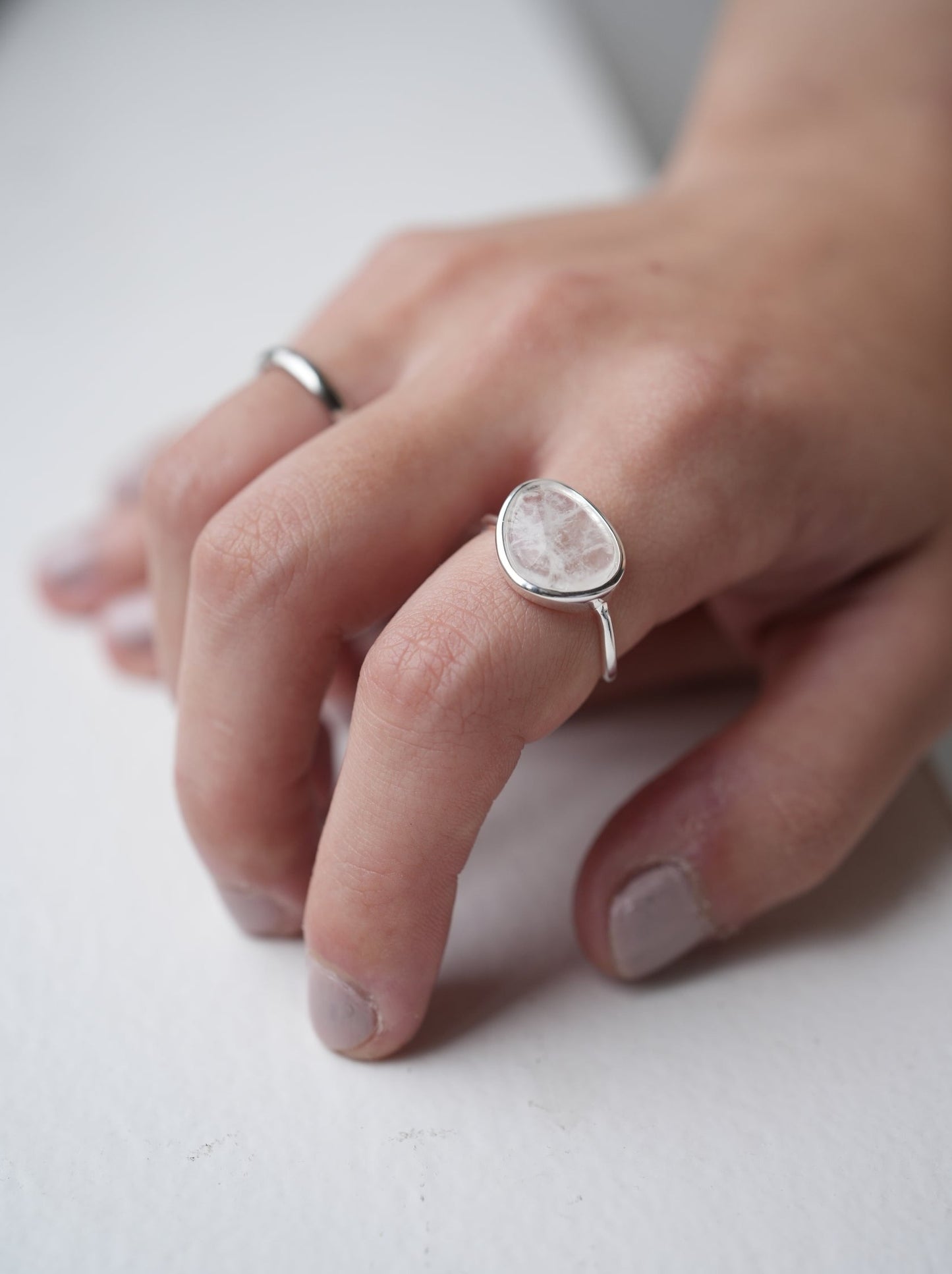 ellipse ring(Blanc pur) / s925