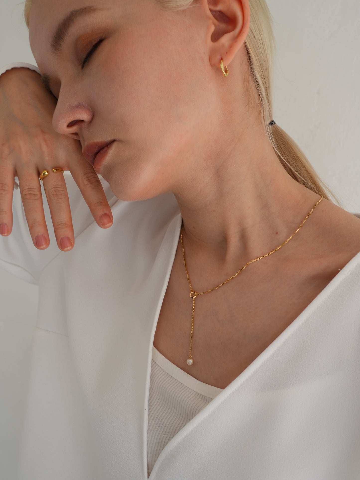 pearl sway necklace - venetian - / (金属アレルギー対応)