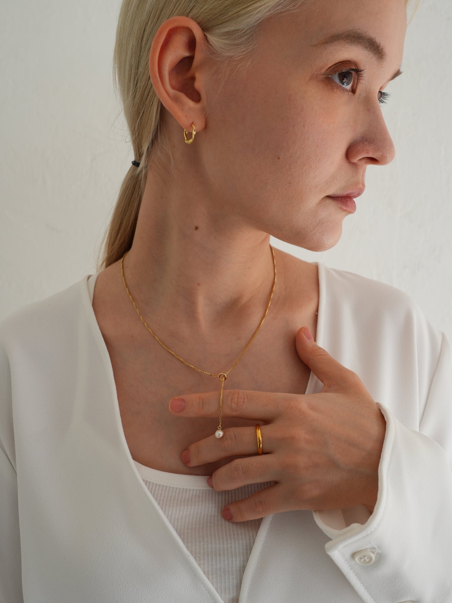 pearl sway necklace - venetian - / (金属アレルギー対応)