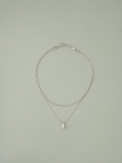 drop&chain layered necklace