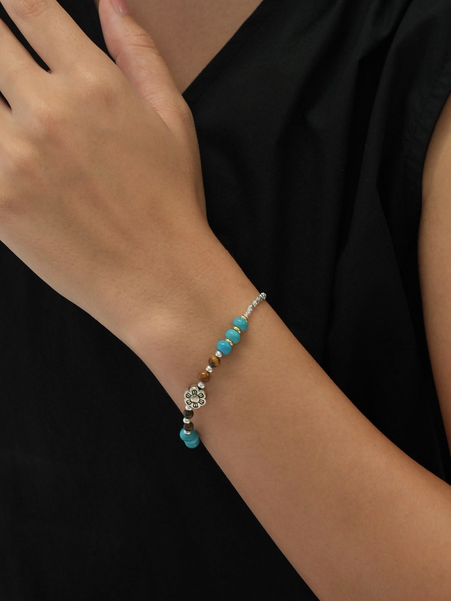 turquoise flower bracelet