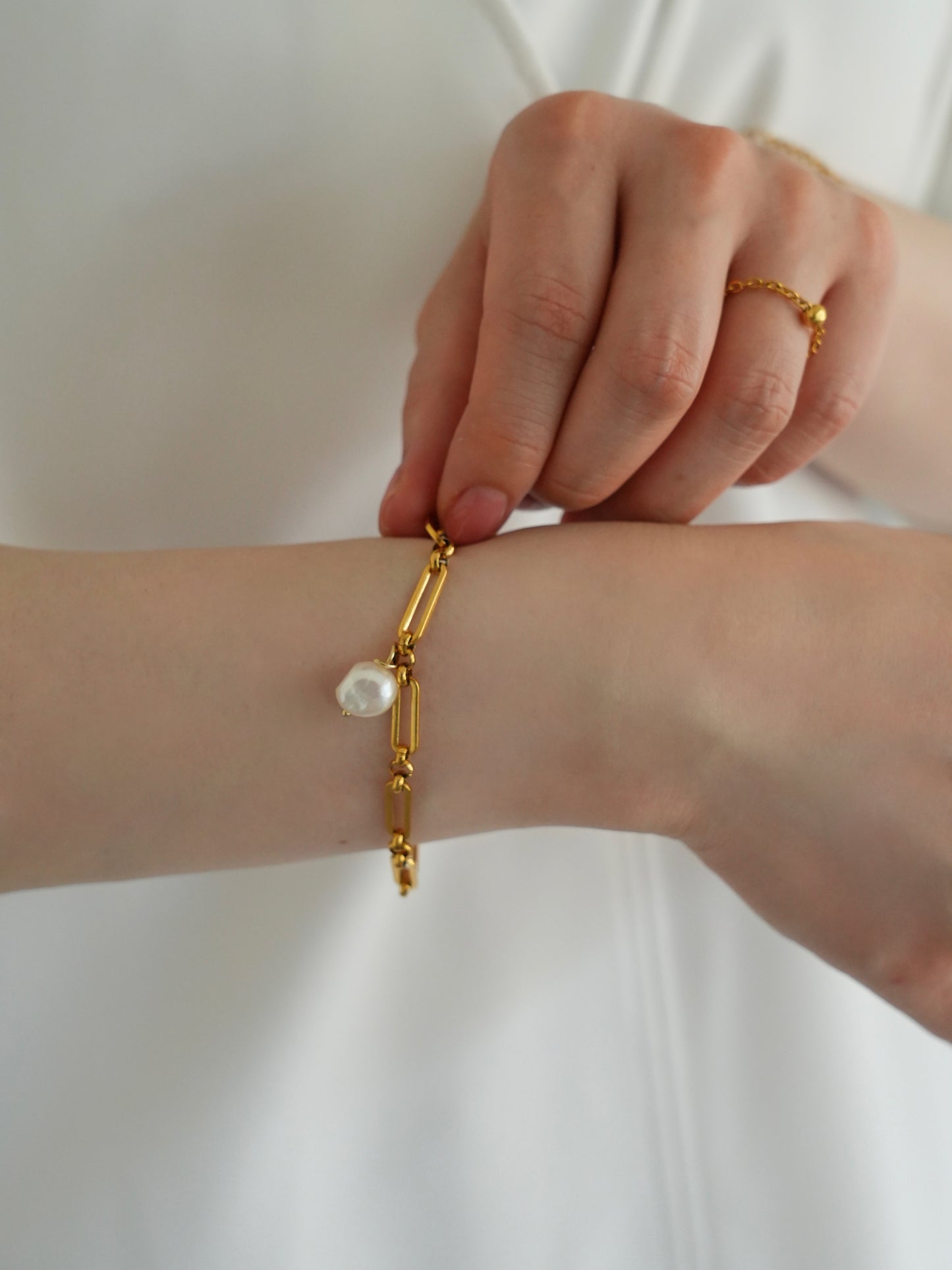 Pearl brillant chain bracelet / 316L(金属アレルギー対応)