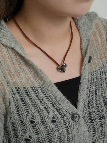 lace up heart necklace