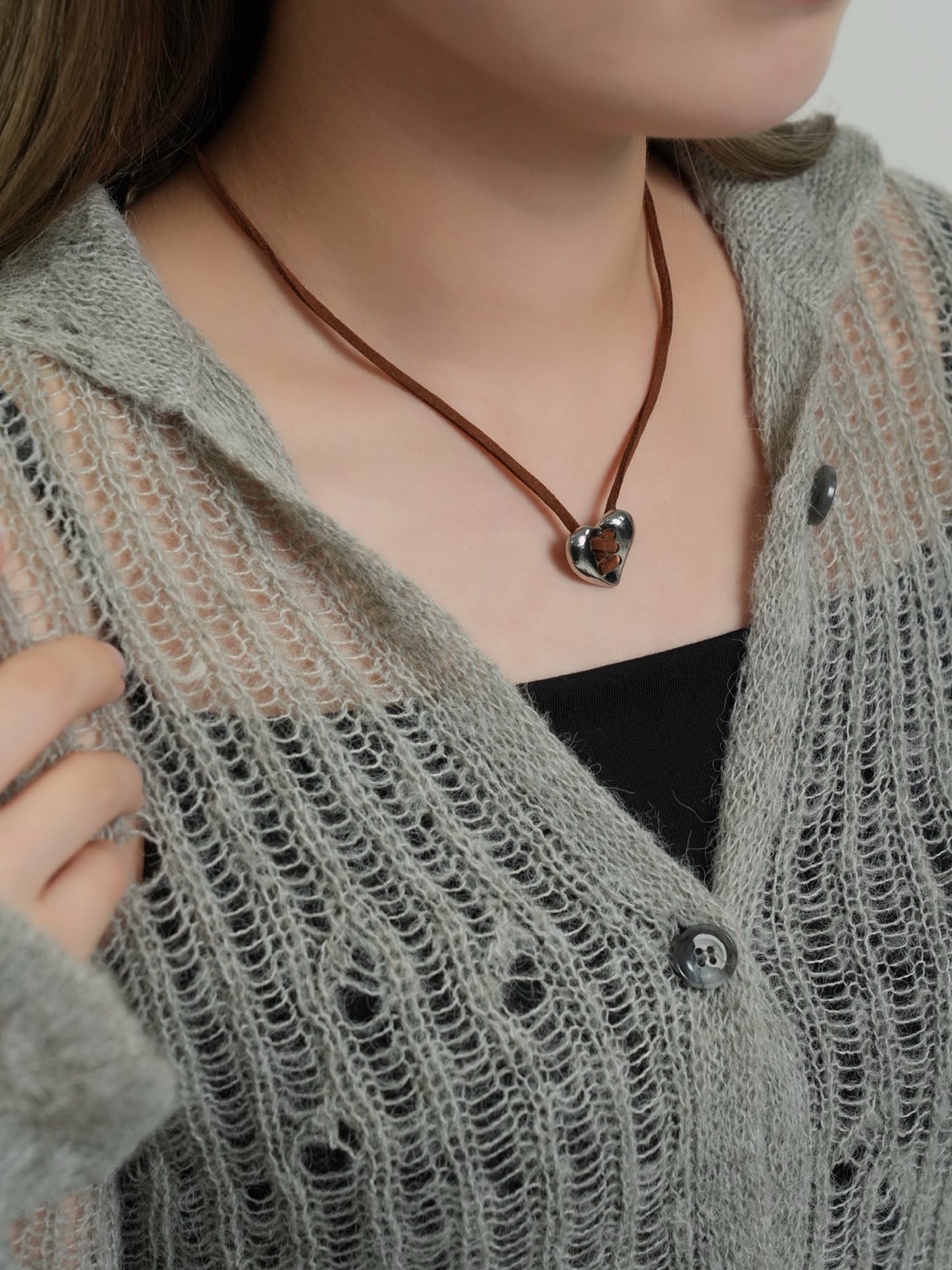 lace up heart necklace