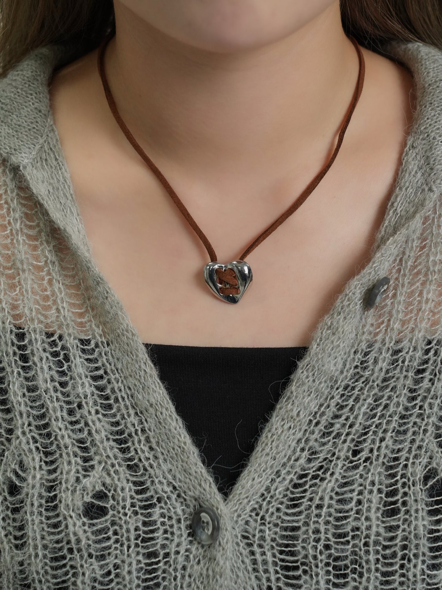 lace up heart necklace